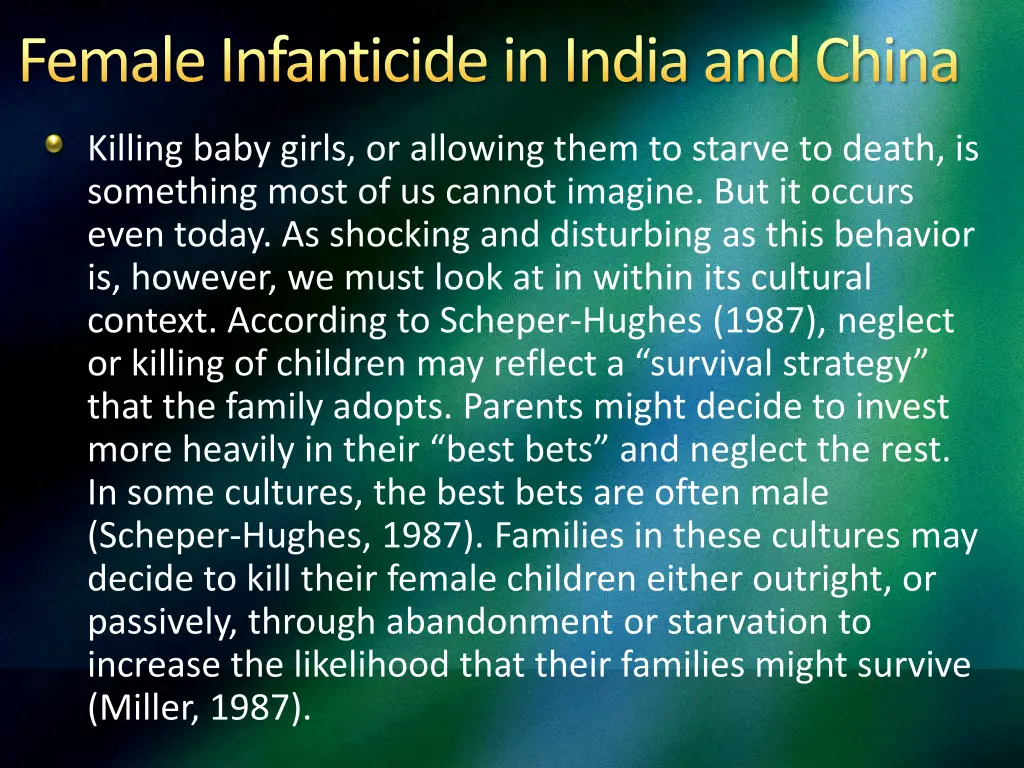 female infanticide in india and china