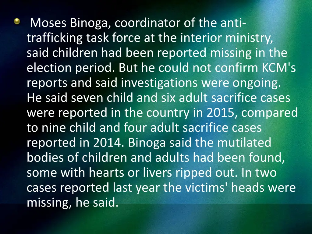 moses binoga coordinator of the anti trafficking