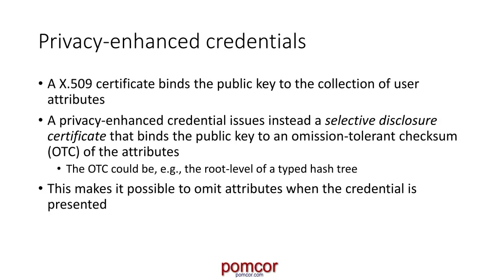 privacy enhanced credentials