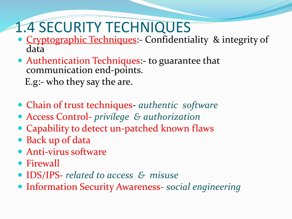 1 4 security techniques cryptographic techniques