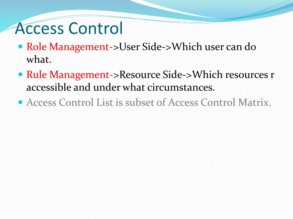 access control role management user side which