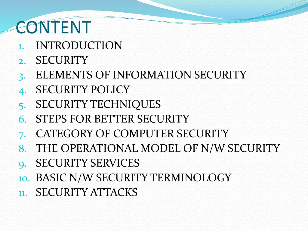 content 1 introduction 2 security 3 elements