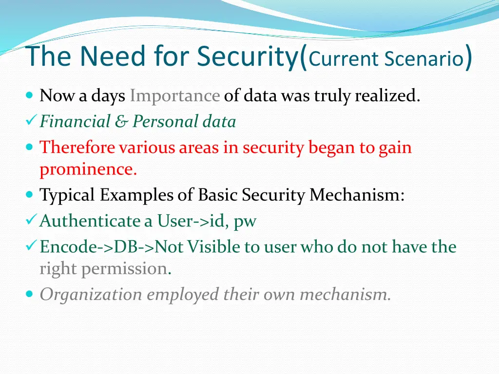 the need for security current scenario