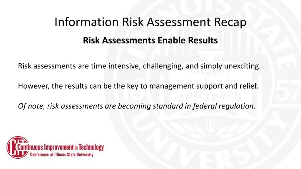 information risk assessment recap