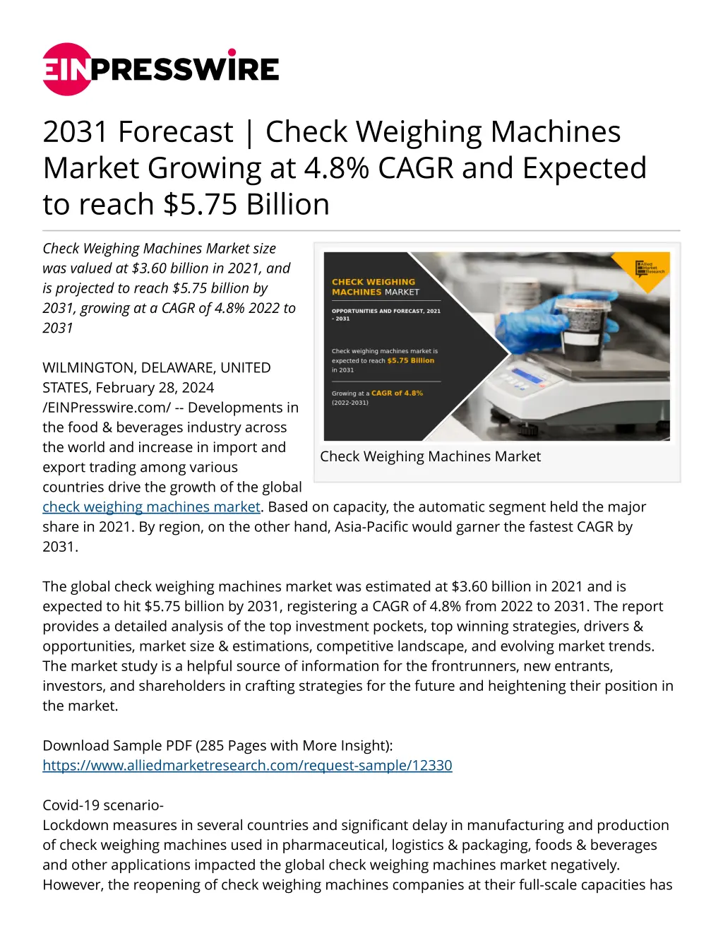 2031 forecast check weighing machines market