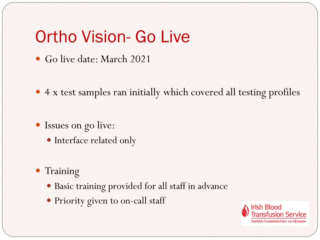 ortho vision go live