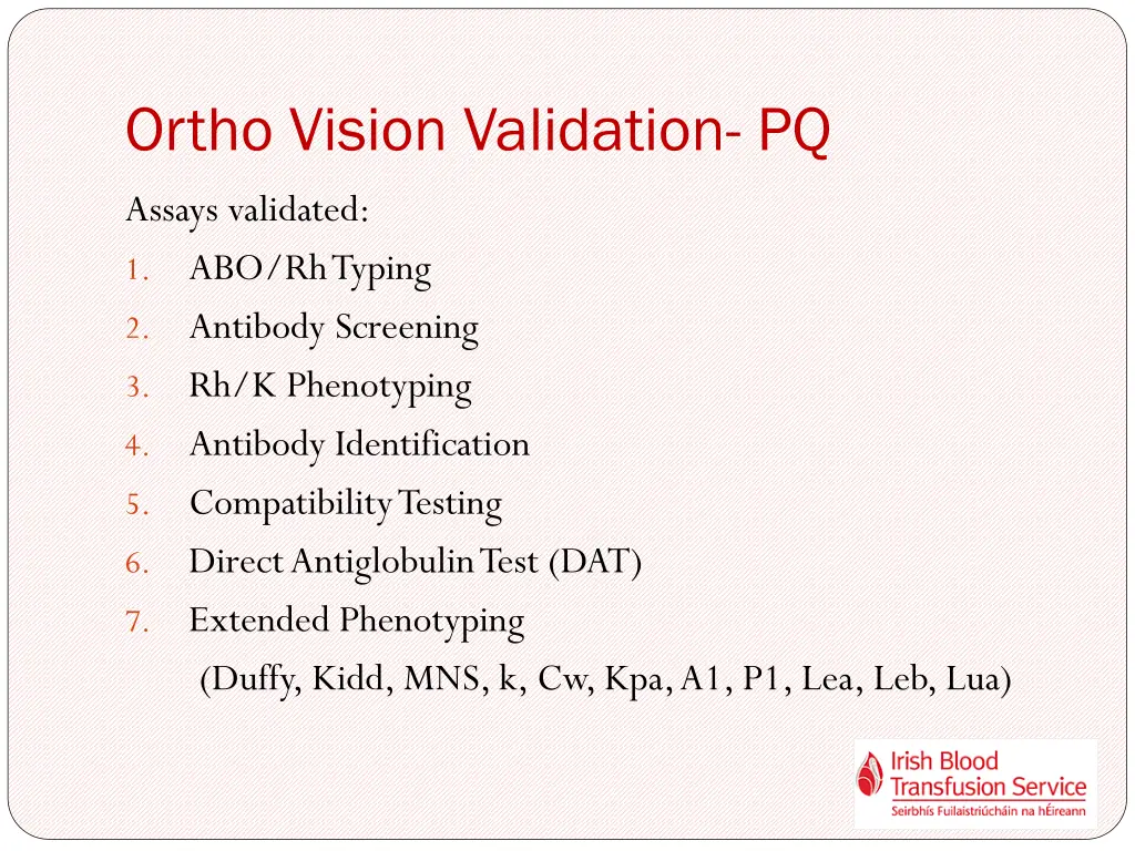 ortho vision validation pq 1