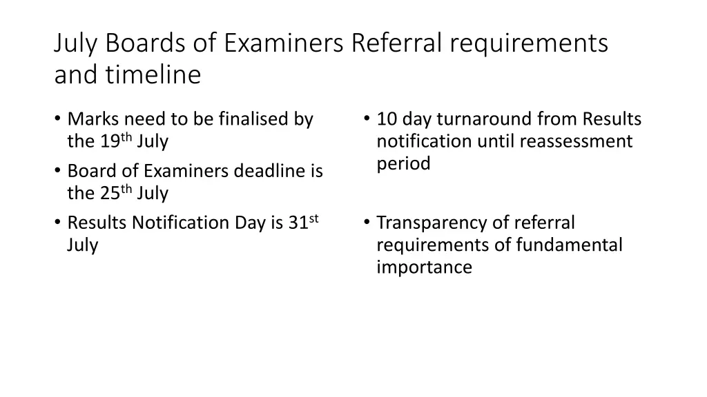 july boards of examiners referral requirements