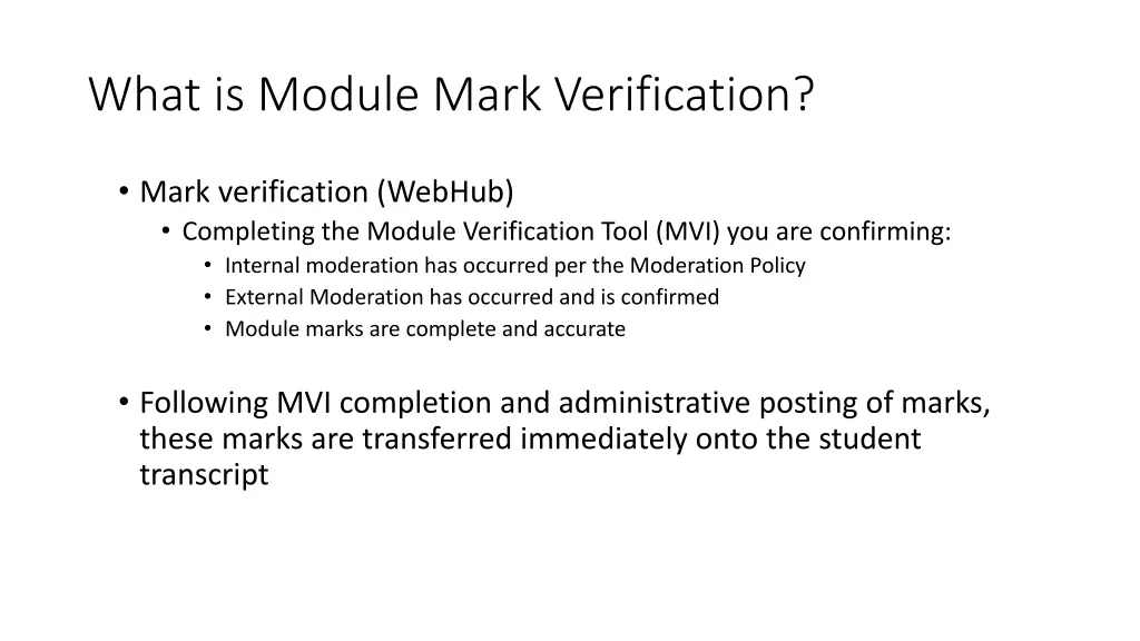 what is module mark verification