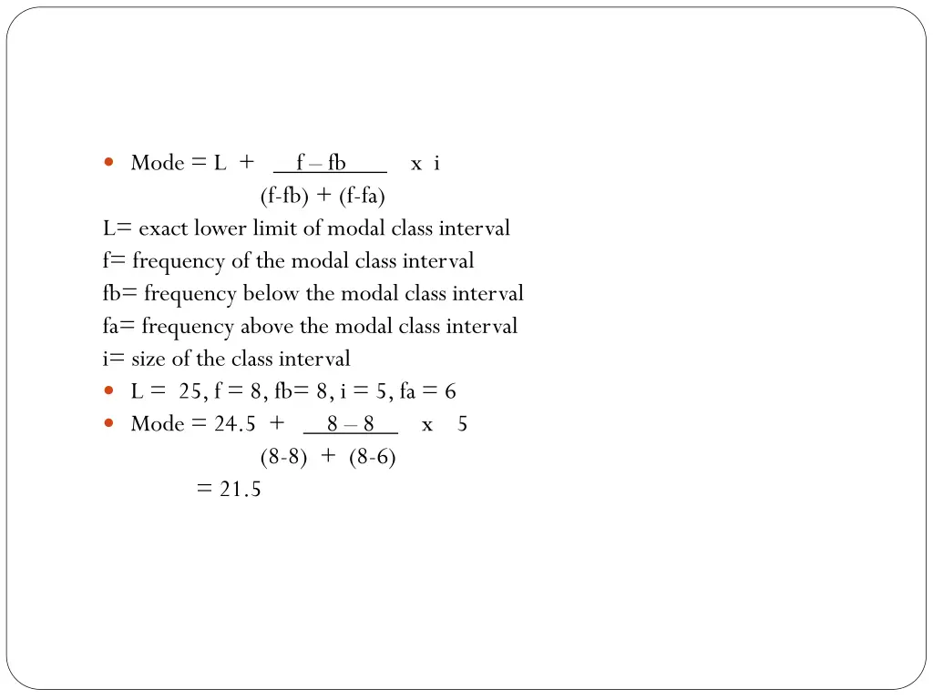 mode l f fb f fa l exact lower limit of modal