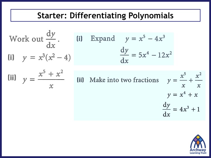 starter differentiating polynomials