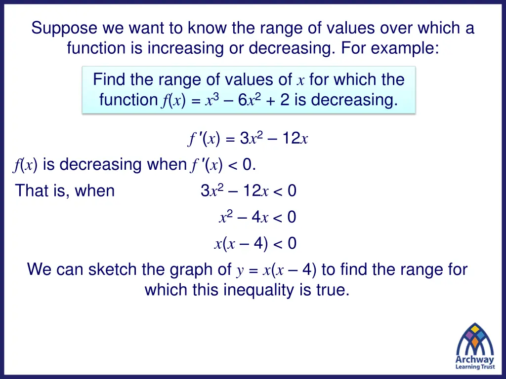 suppose we want to know the range of values over