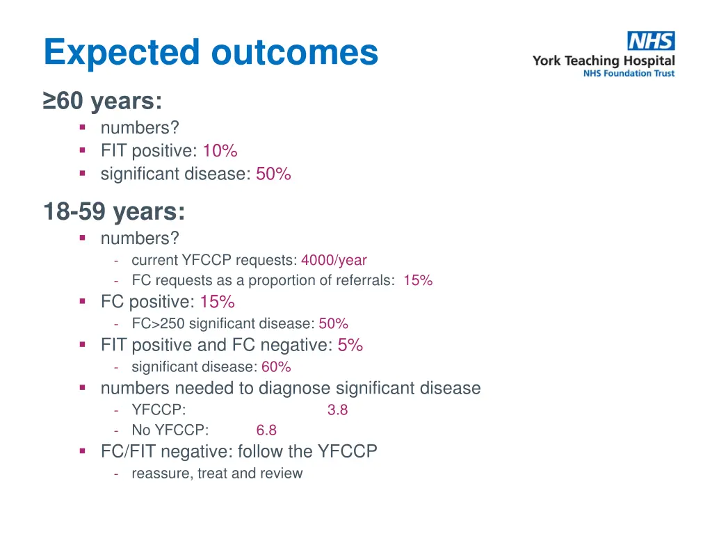 expected outcomes