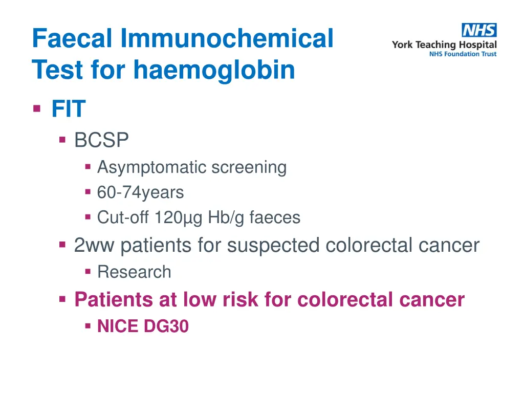 faecal immunochemical test for haemoglobin 1