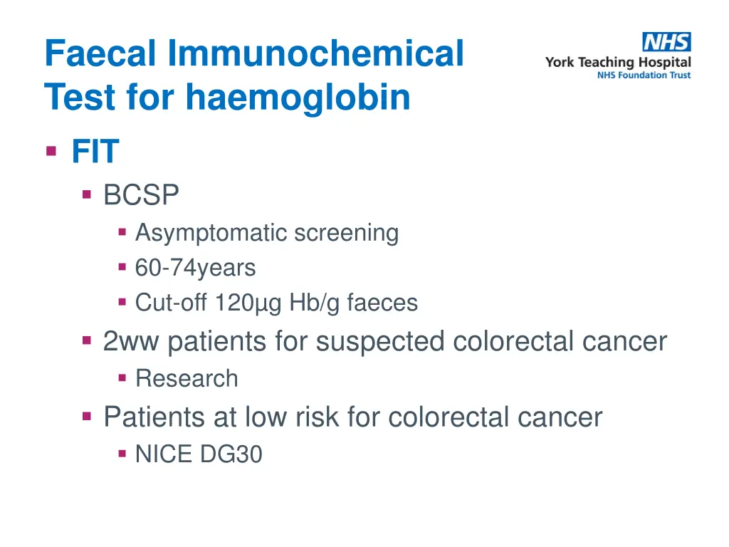 faecal immunochemical test for haemoglobin