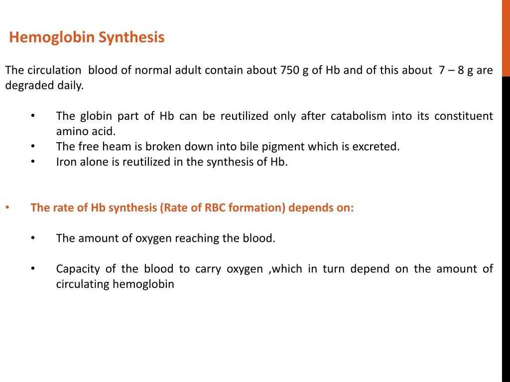 hemoglobin synthesis