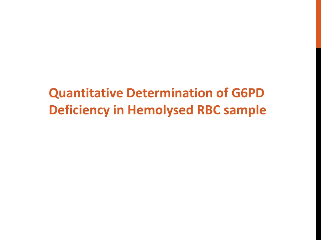 quantitative determination of g6pd deficiency