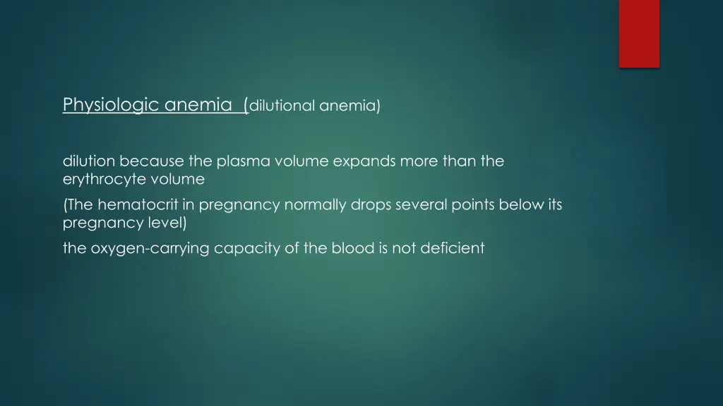 physiologic anemia dilutional anemia