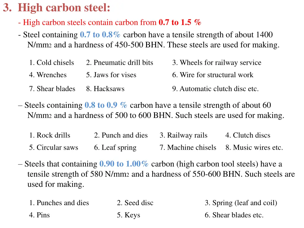 3 high carbon steel high carbon steels contain