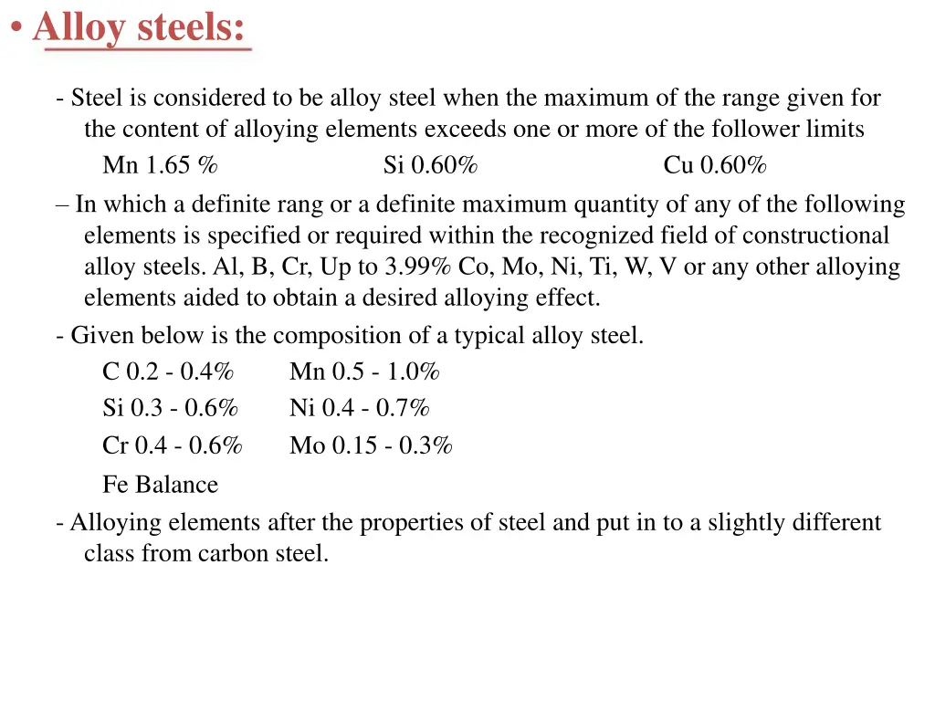 alloy steels