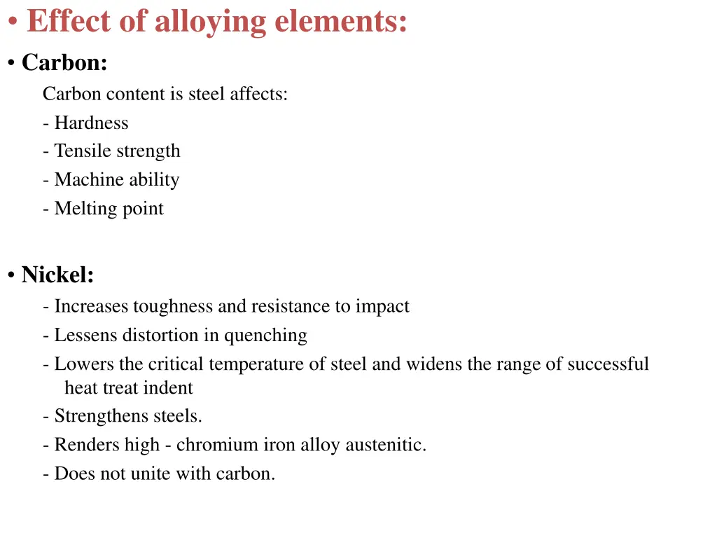 effect of alloying elements carbon carbon content