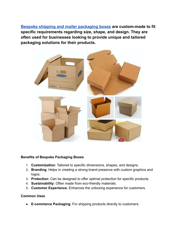 bespoke shipping and mailer packaging boxes