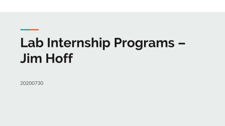 lab internship programs jim hoff