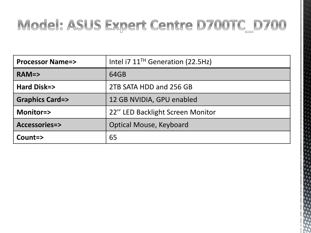 model asus expert centre d700tc d700