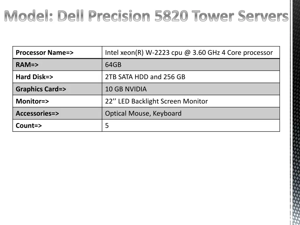 model dell precision 5820 tower servers