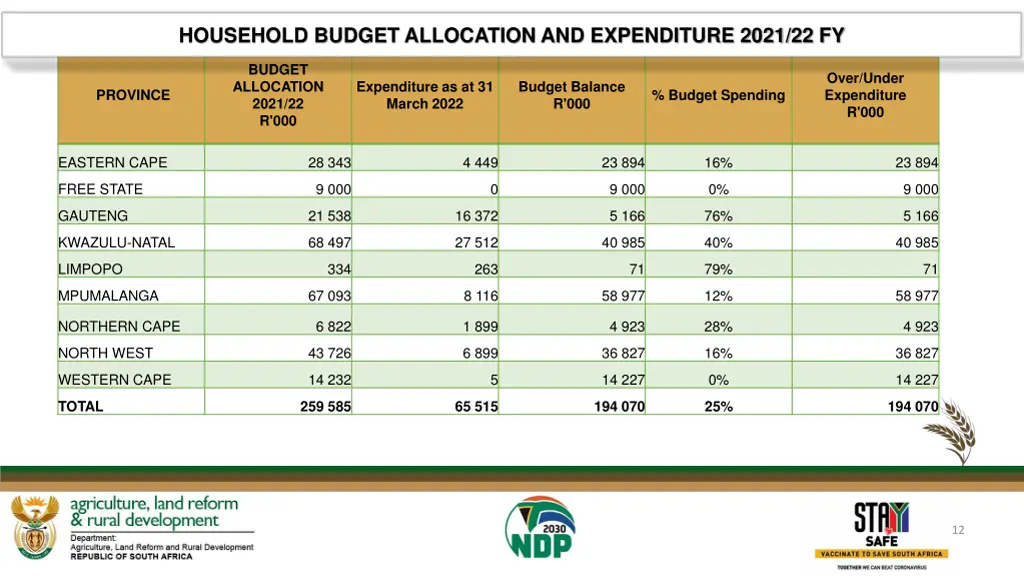 household budget allocation and expenditure 2021