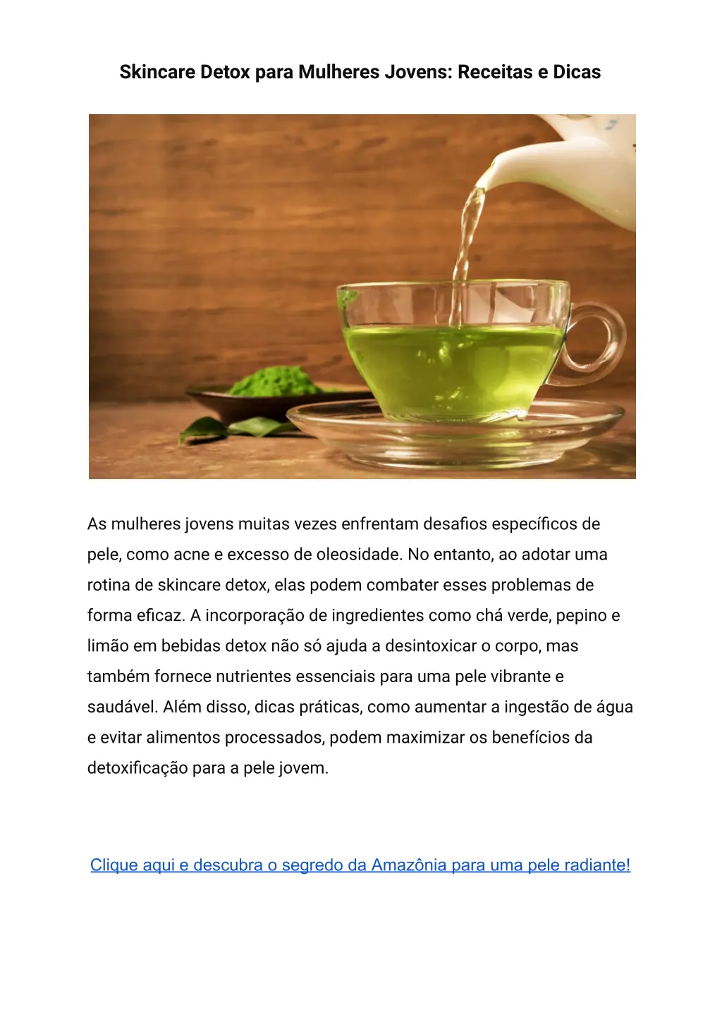 skincare detox para mulheres jovens receitas