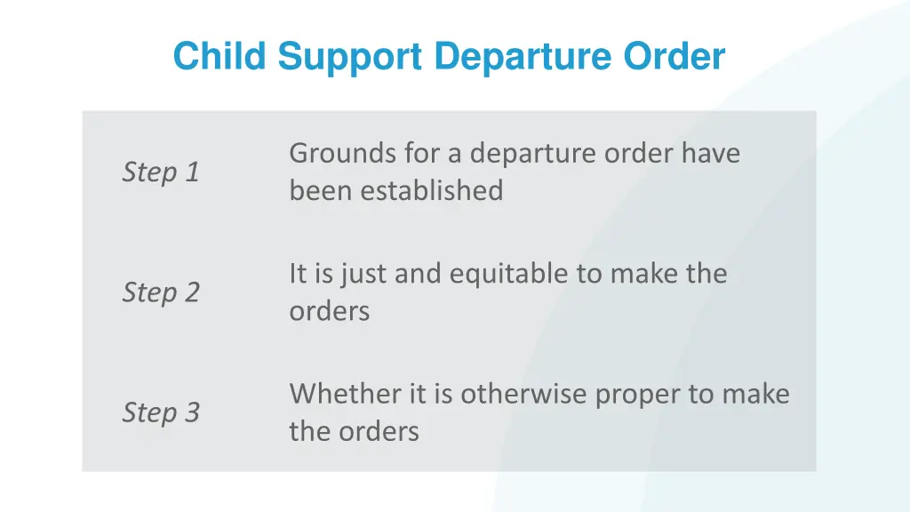 child support departure order