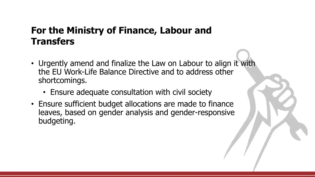 for the ministry of finance labour and transfers