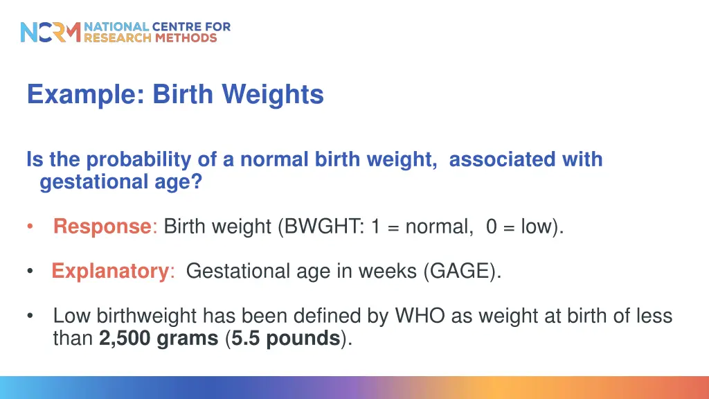 example birth weights