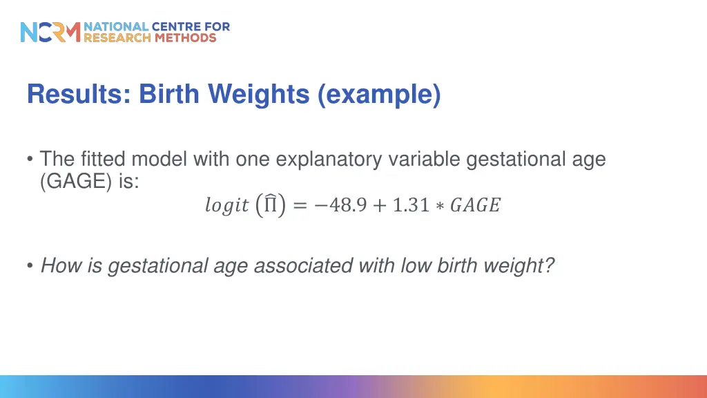 results birth weights example