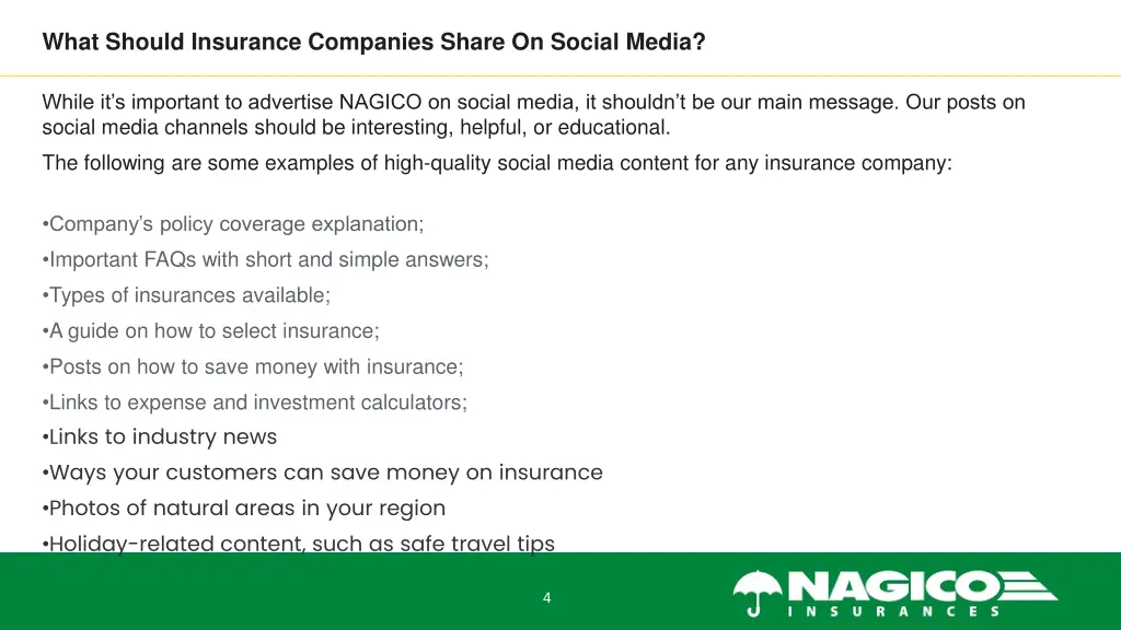 what should insurance companies share on social 1