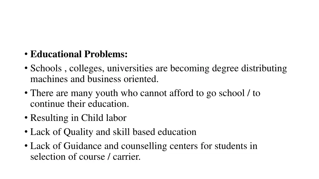 educational problems schools colleges