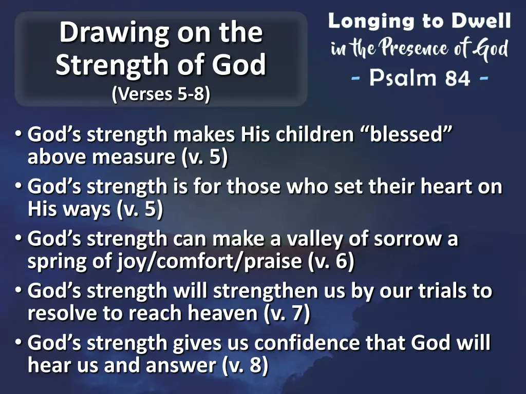 drawing on the strength of god verses 5 8