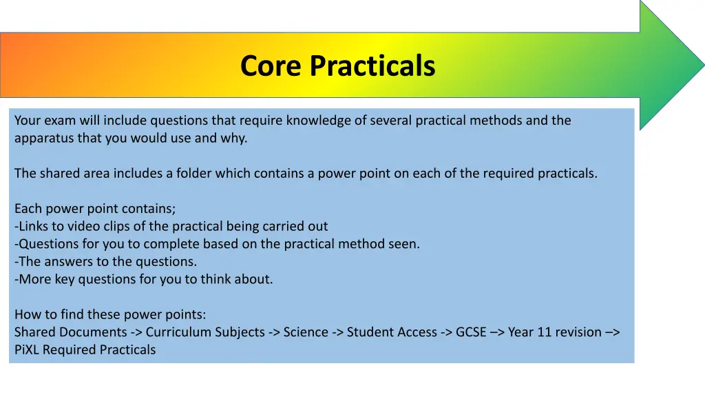 core practicals