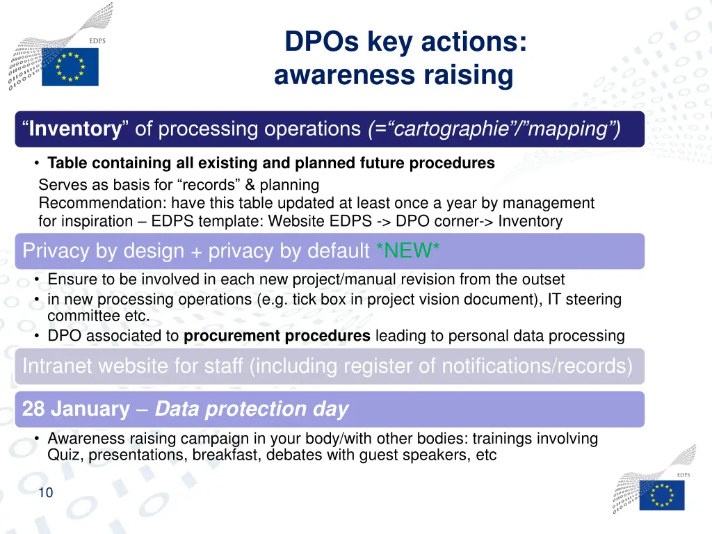 dpos key actions awareness raising