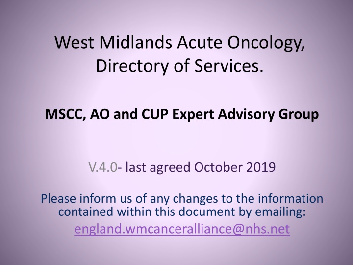 west midlands acute oncology directory of services