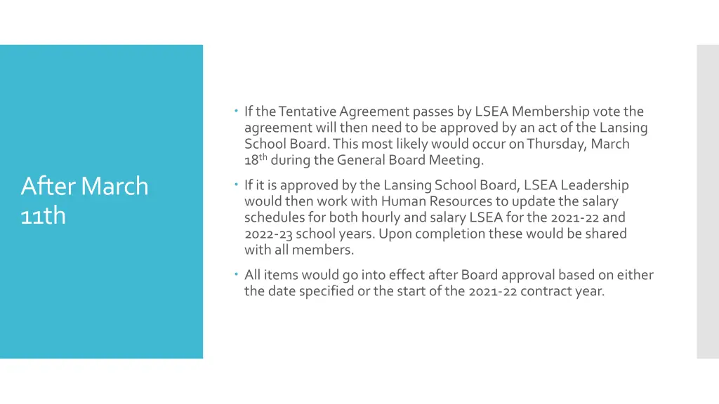 if the tentative agreement passes by lsea