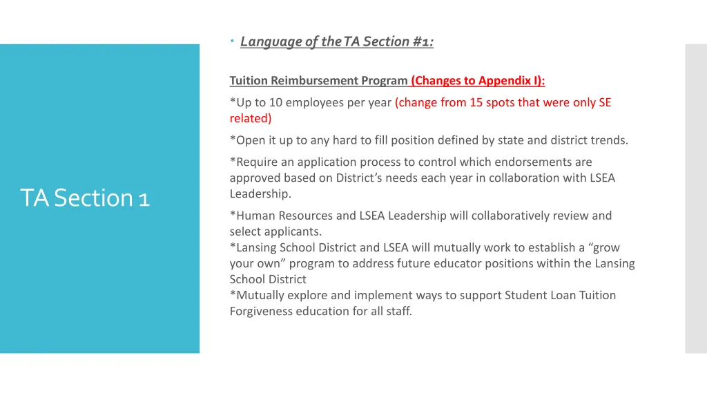 language of the ta section 1