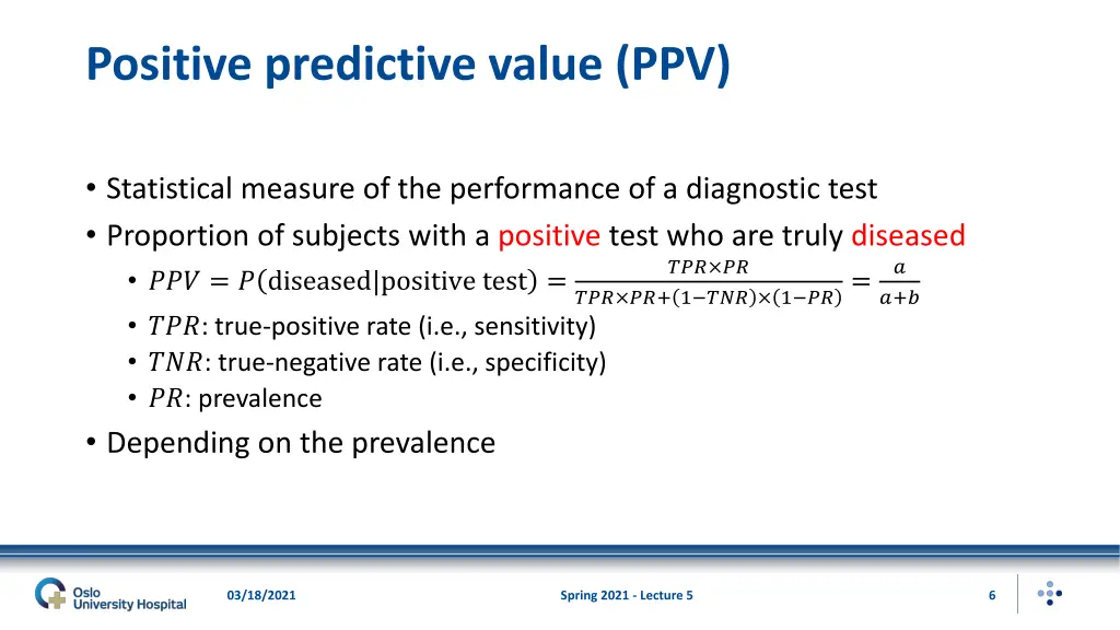 positive predictive value ppv