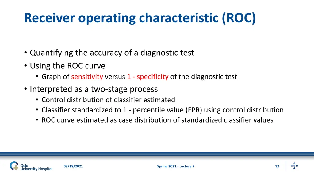 receiver operating characteristic roc