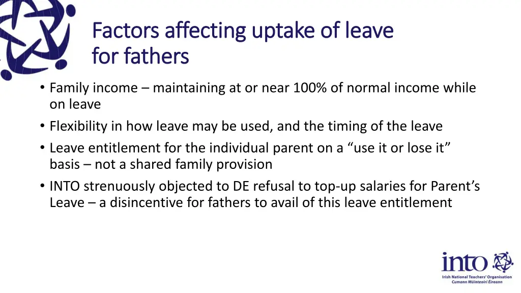 factors affecting uptake of leave factors