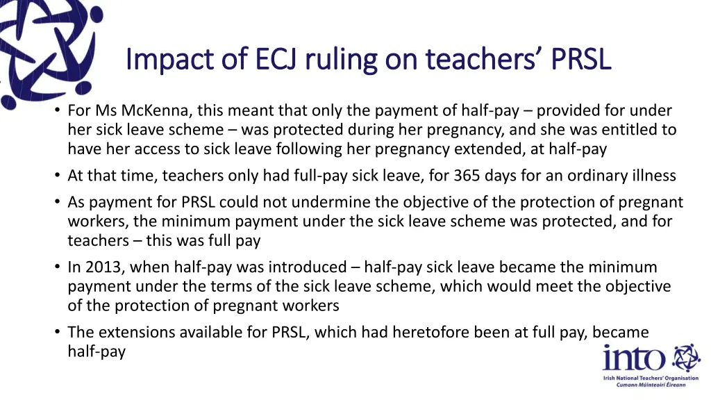 impact of ecj ruling on teachers prsl impact