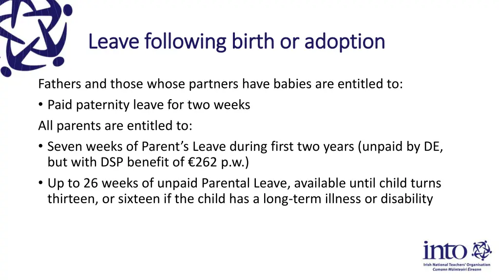 leave following birth or adoption leave following 1