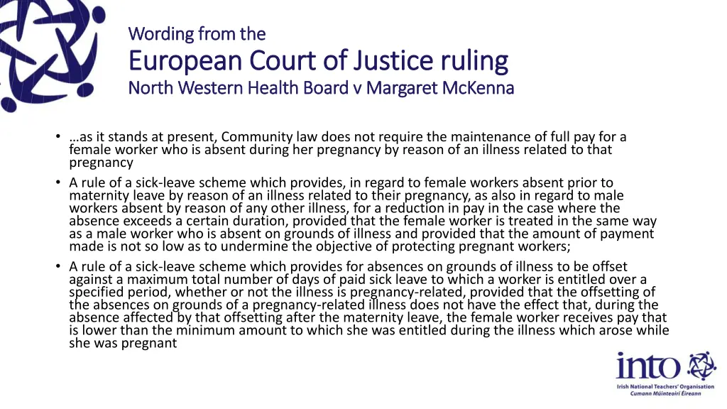 wording from the wording from the european court