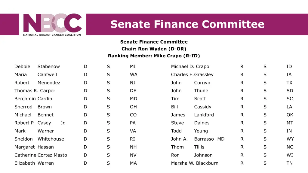 senate finance committee